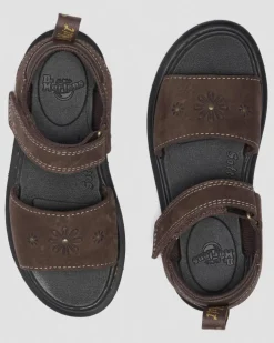 Sandales Marlowe Flower en nubuck à brides Junior in Marron Foncé