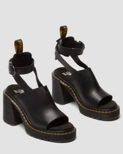 Sandales Millee en cuir à bout ouvert in Noir