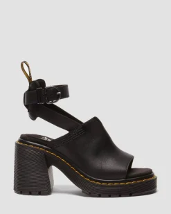 Sandales Millee en cuir à bout ouvert in Noir