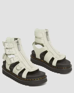 Sandales Olson en cuir Tumbled Nubuck à zip in Smoked Mint