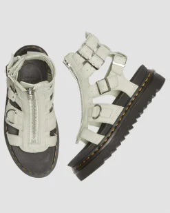 Sandales Olson en cuir Tumbled Nubuck à zip in Smoked Mint