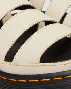Sandales plateformes Clarissa II en cuir à brides in Beige Texturé