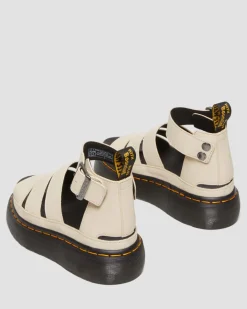 Sandales plateformes Clarissa II en cuir à brides in Beige Texturé