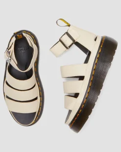 Sandales plateformes Clarissa II en cuir à brides in Beige Texturé