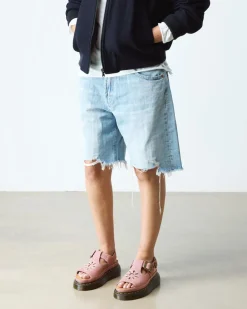 Sandales plateformes Dunnet Flower en nubuck in Rose Poudré
