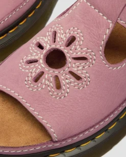 Sandales plateformes Dunnet Flower en nubuck in Rose Poudré