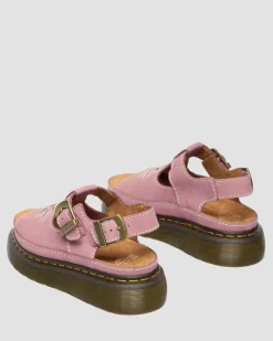 Sandales plateformes Dunnet Flower en nubuck in Rose Poudré