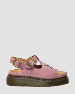Sandales plateformes Dunnet Flower en nubuck in Rose Poudré