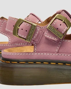 Sandales plateformes Dunnet Flower en nubuck in Rose Poudré