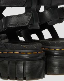 Sandales plateformes montantes Ricki en cuir Nappa Lux in Noir