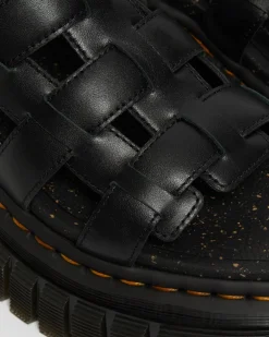 Sandales plateformes montantes Ricki en cuir Nappa Lux in Noir