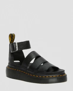 Sandales plateformes Quad Clarissa II en cuir Milled Nappa in Noir
