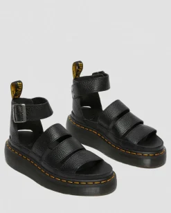 Sandales plateformes Quad Clarissa II en cuir Milled Nappa in Noir