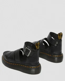 Sandales plateformes Quad Clarissa II en cuir Milled Nappa in Noir