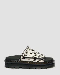Sandales plateformes Zebzag en cuir Hair-On dalmatien in Crème & Noir